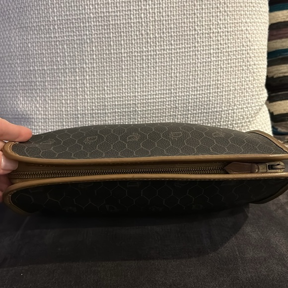 Auth Dior Clutch/Pouch Honeycomb In Web Canvas & Brown Leather 10x7 - Picture 8 of 14